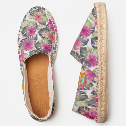 Tropical Hibiscus Floral Pattern Espadrilles