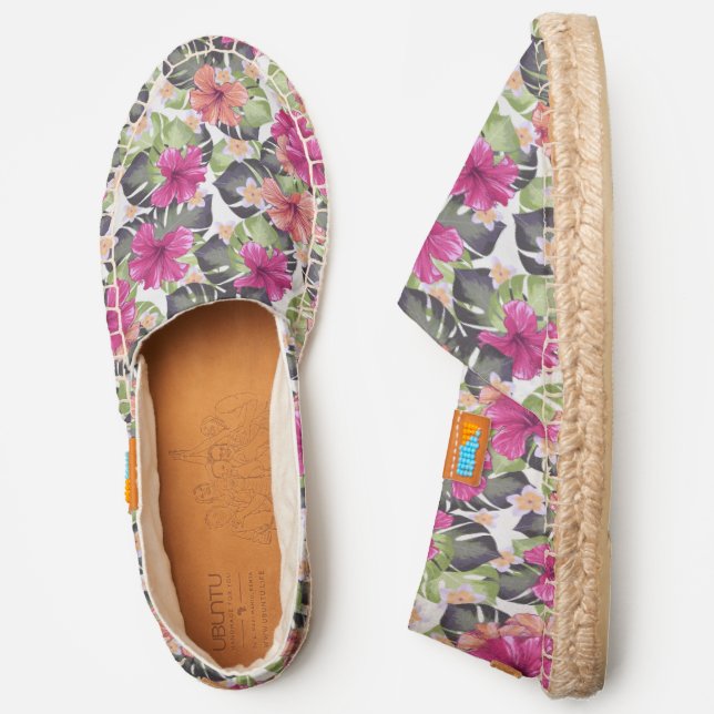 Tropical Hibiscus Floral Pattern Espadrilles (Side)