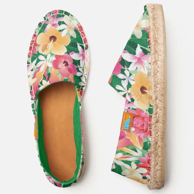 Tropical Hibiscus Floral Pattern Espadrilles (Side)
