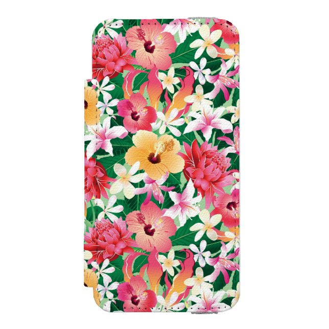 Tropical Hibiscus Floral Pattern Incipio iPhone Wallet Case (Folio Front)