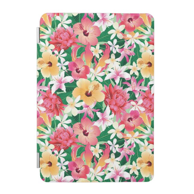 Tropical Hibiscus Floral Pattern iPad Mini Cover (Front)