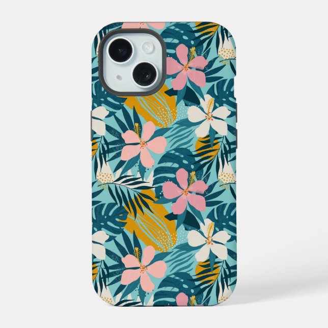 Tropical Hibiscus Floral Pattern Iphone Case (Back)