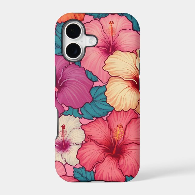 Tropical hibiscus floral pattern iphone case (Back)