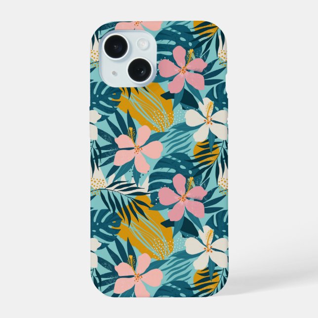 Tropical Hibiscus Floral Pattern Iphone Case (Back)