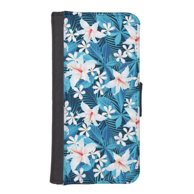 Tropical Hibiscus Floral Pattern iPhone Wallet Case (Front)