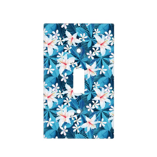 Tropical Hibiscus Floral Pattern Light Switch Cover (Front)