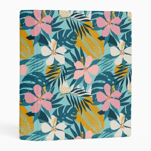 Tropical Hibiscus Floral Pattern Mini Binder