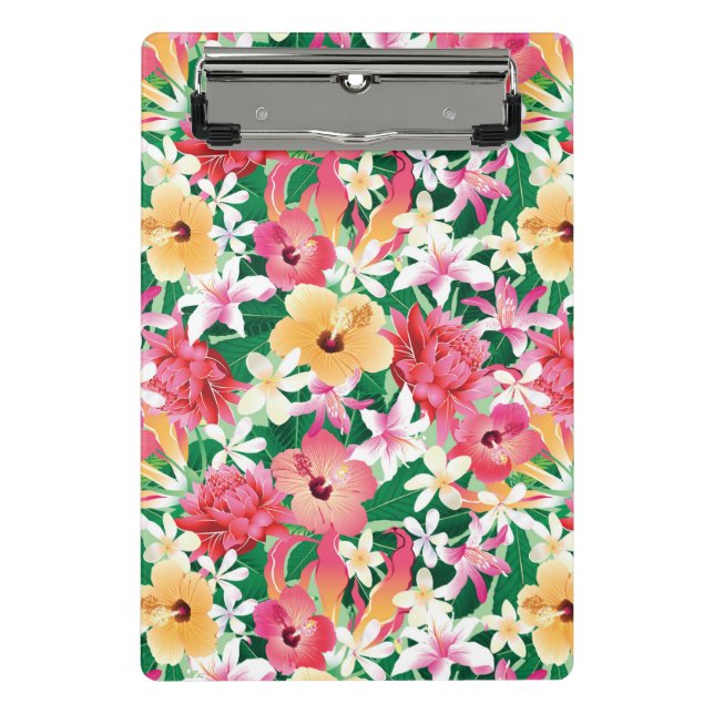 Tropical Hibiscus Floral Pattern Mini Clipboard (Front)