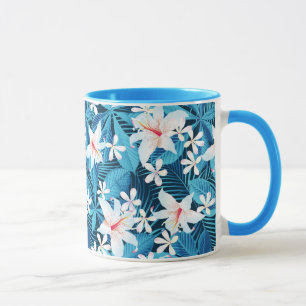 Tropical Hibiscus Floral Pattern Mug