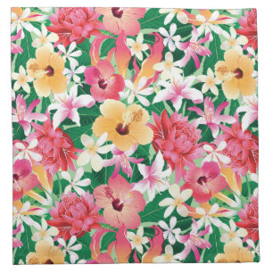 Tropical Hibiscus Floral Pattern Napkin