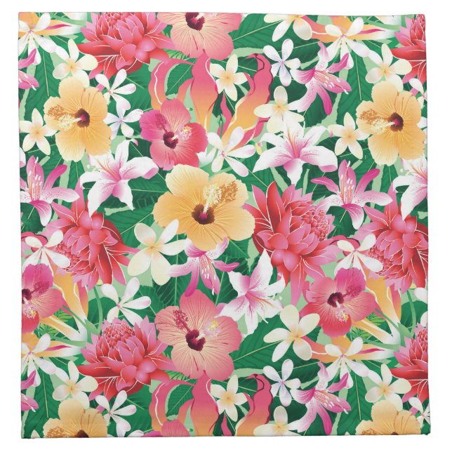 Tropical Hibiscus Floral Pattern Napkin (Front)