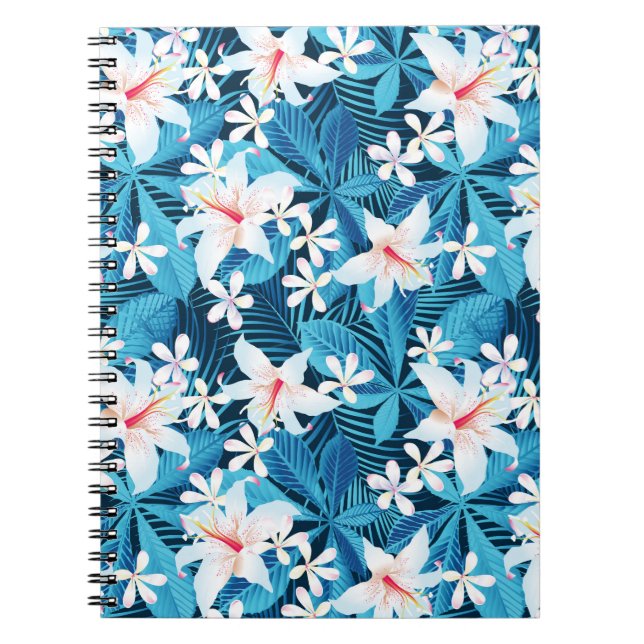 Tropical Hibiscus Floral Pattern Notebook (Front)