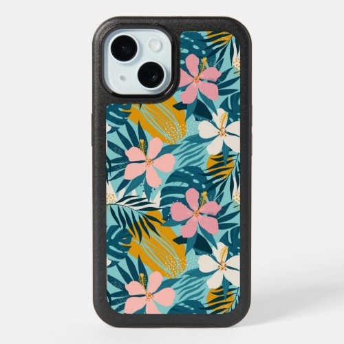 Tropical Hibiscus Floral Pattern iPhone 15 Case