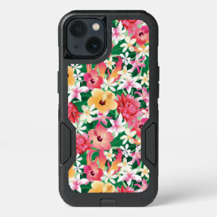Tropical Hibiscus Floral Pattern iPhone 13 Case