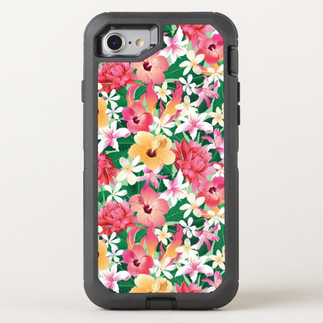 Tropical Hibiscus Floral Pattern Otterbox iPhone Case (Back)