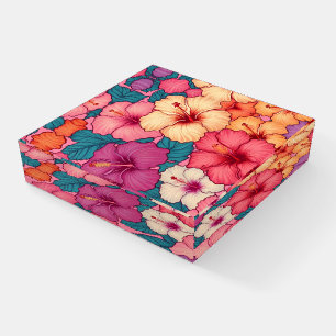 Tropical hibiscus floral pattern paperweight
