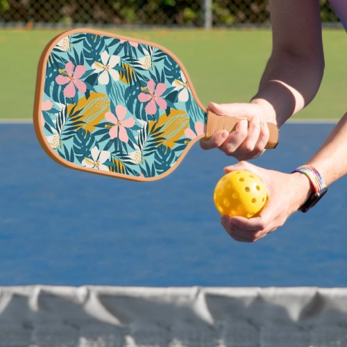 Tropical Hibiscus Floral Pattern Pickleball Paddle