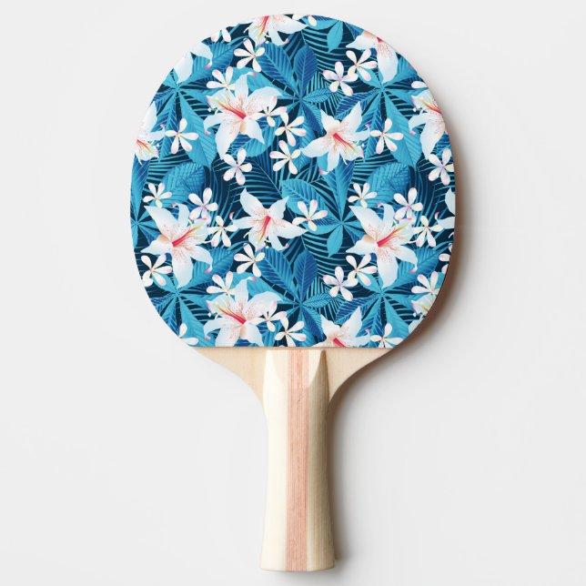 Tropical Hibiscus Floral Pattern Ping-Pong Paddle (Front)