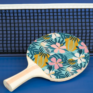 Tropical Hibiscus Floral Pattern Ping Pong Paddle