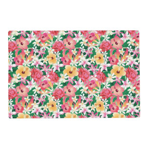 Tropical Hibiscus Floral Pattern Placemat