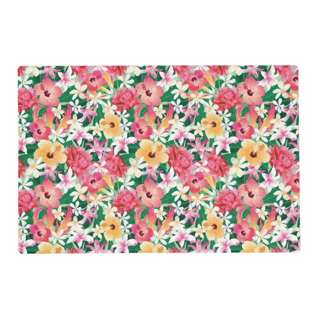 Tropical Hibiscus Floral Pattern Placemat (Front)