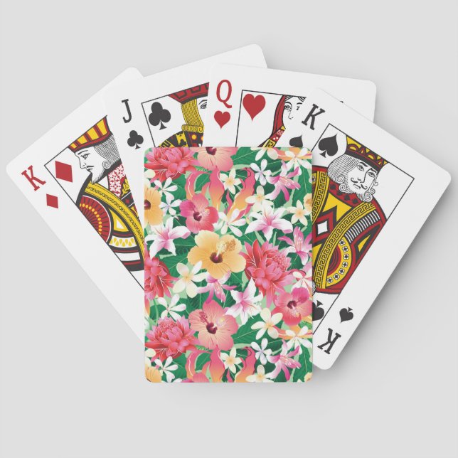 Tropical Hibiscus Floral Pattern Poker Cards (Back)