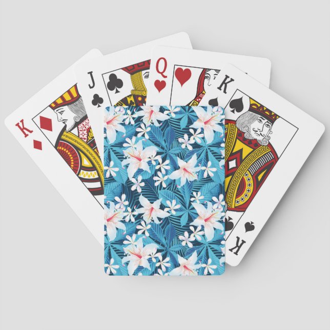 Tropical Hibiscus Floral Pattern Poker Cards (Back)