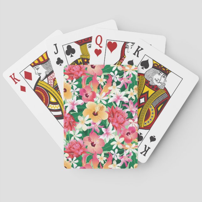 Tropical Hibiscus Floral Pattern Poker Cards (Back)
