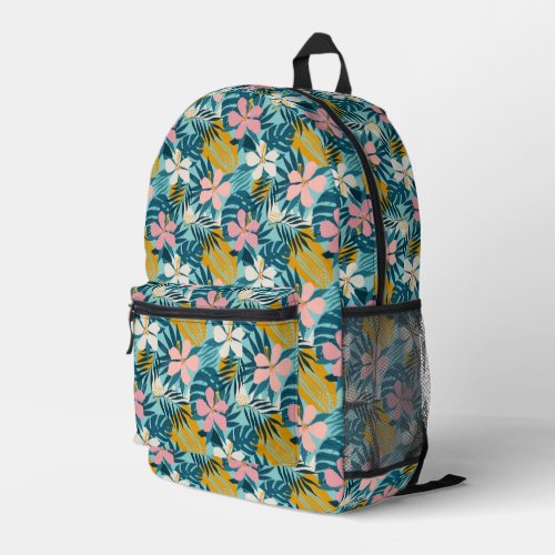 Tropical Hibiscus Floral Pattern Printed Backpack