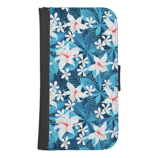 Tropical Hibiscus Floral Pattern Samsung Galaxy Wallet Case (Front)