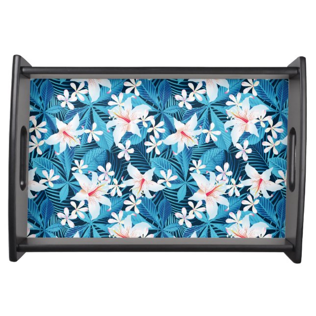 Tropical Hibiscus Floral Pattern Serving Tray (Front)