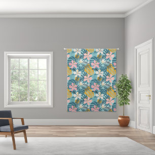 Tropical Hibiscus Floral Pattern Sheer Curtains