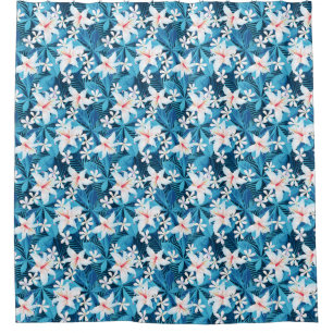 Tropical Hibiscus Floral Pattern Shower Curtain