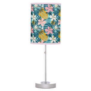 Tropical Hibiscus Floral Pattern Table Lamp