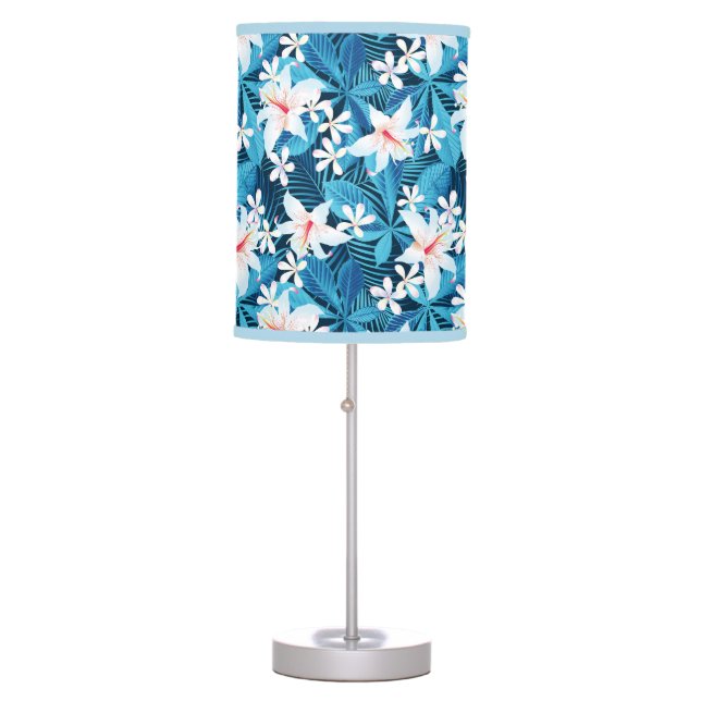 Tropical Hibiscus Floral Pattern Table Lamp (Front)