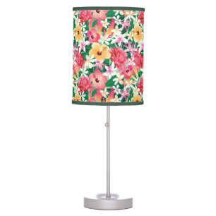 Tropical Hibiscus Floral Pattern Table Lamp