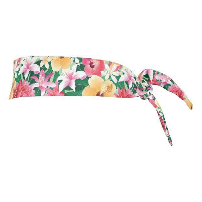 Tropical Hibiscus Floral Pattern Tie Headband (Rotate 90)