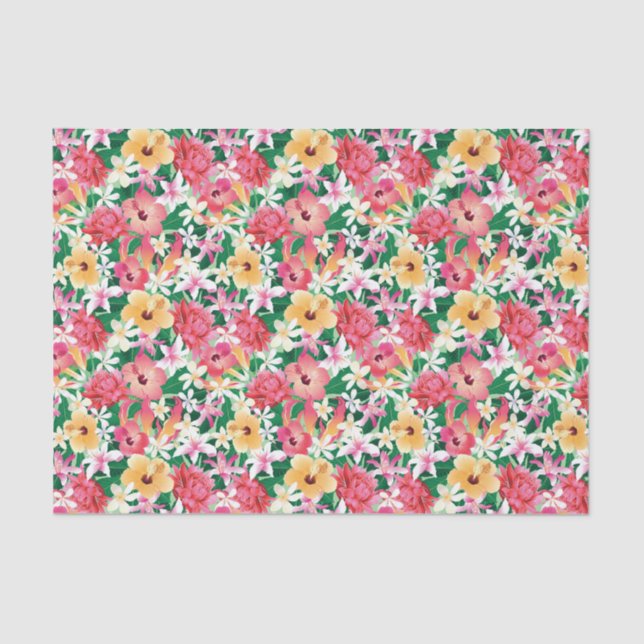 Tropical Hibiscus Floral Pattern Tissue Paper (Front)