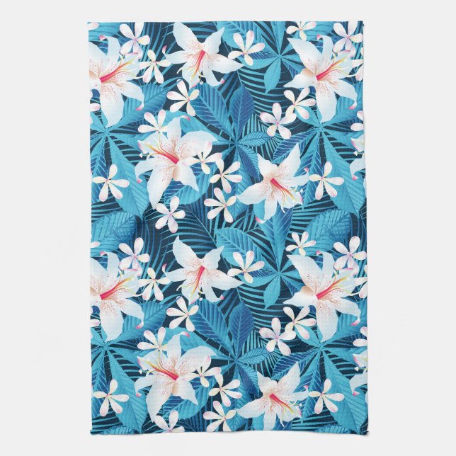 Tropical Hibiscus Floral Pattern Towel (Vertical)