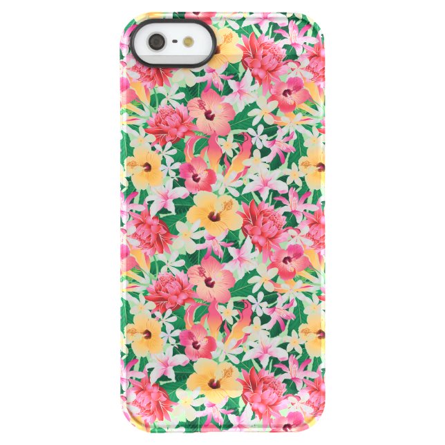 Tropical Hibiscus Floral Pattern Uncommon iPhone Case (Back)