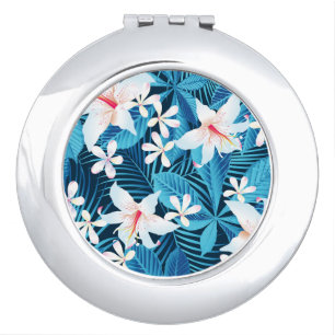Tropical Hibiscus Floral Pattern Vanity Mirror