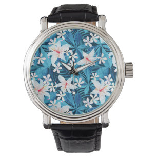 Tropical Hibiscus Floral Pattern Watch
