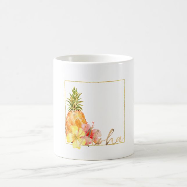 Tropical Hibiscus Floral Pineapple Coffee Mug (Center)