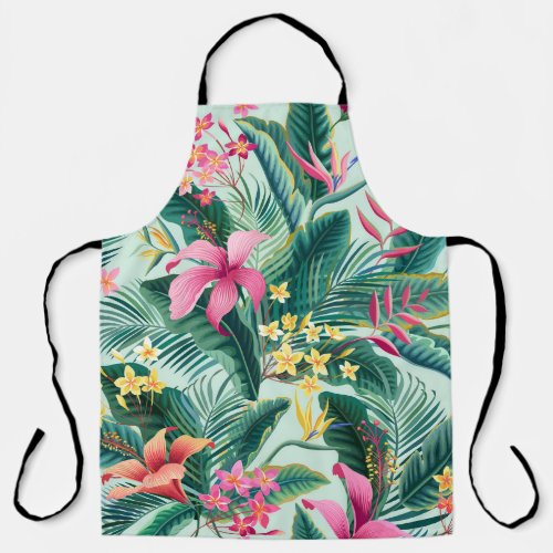 Tropical Hibiscus Floral Seamless Pattern Apron