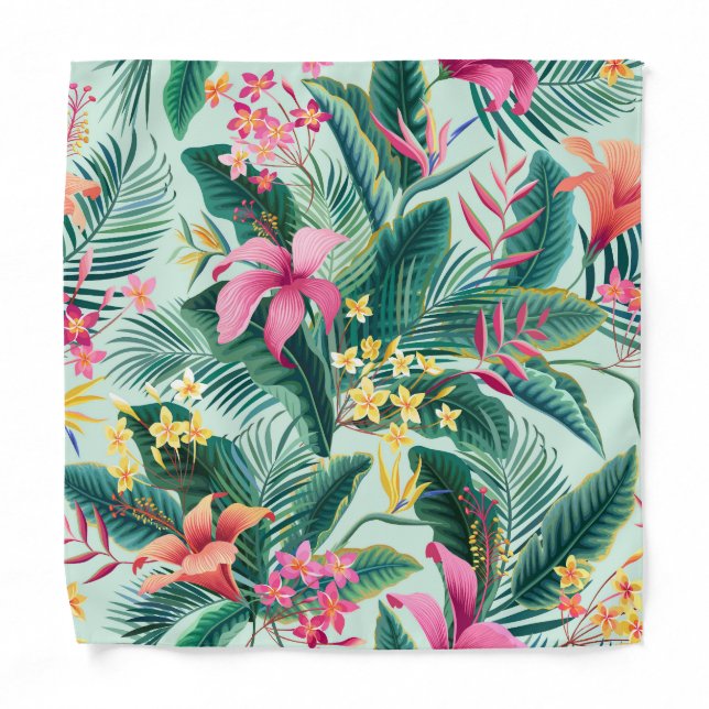 Tropical Hibiscus: Floral Seamless Pattern Bandana (Front)