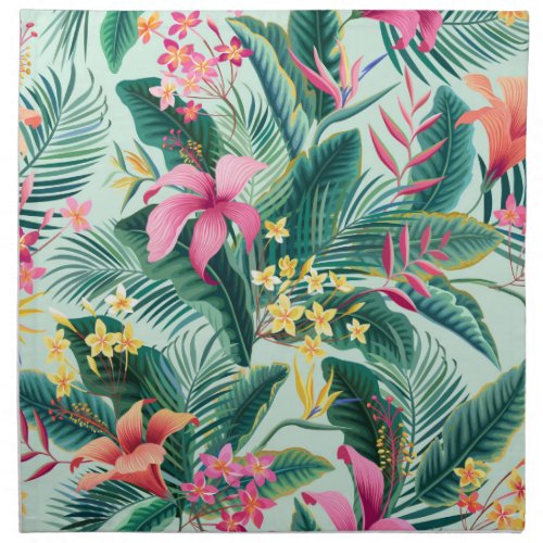 Tropical Hibiscus Floral Seamless Pattern Cloth Napkin