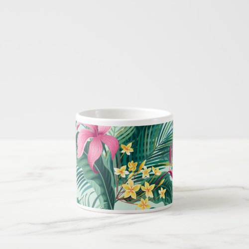 Tropical Hibiscus Floral Seamless Pattern Espresso Cup
