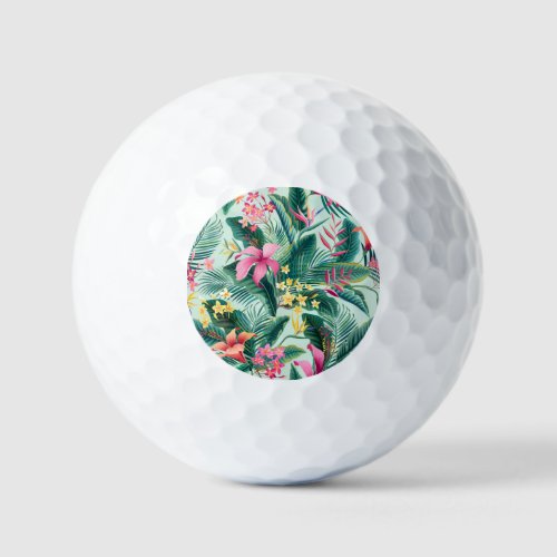 Tropical Hibiscus Floral Seamless Pattern Golf Balls