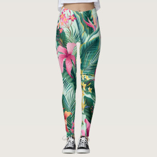 Tropical Hibiscus: Floral Seamless Pattern Leggings