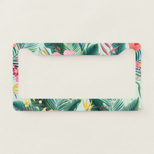 Tropical Hibiscus: Floral Seamless Pattern License Plate Frame